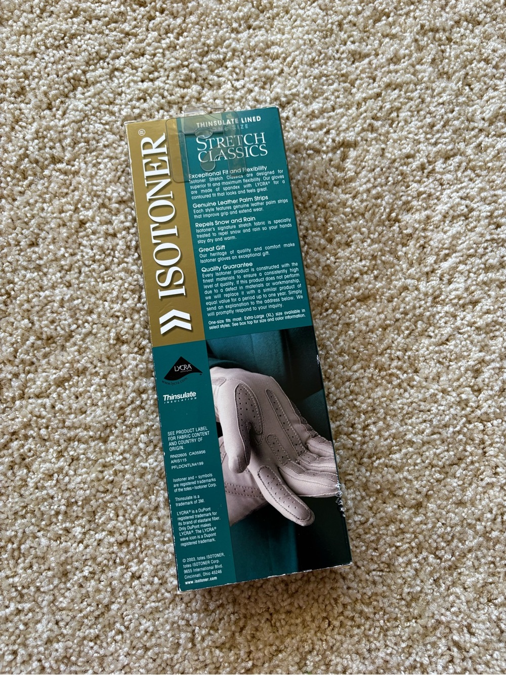 Isotoner Stretch Classics Thinsulate Lined Gloves Camel One Size NIB Vintage - Picture 2 of 4